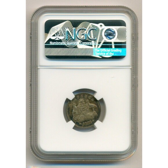 Australia George V 1922 Silver 6 Pence AU55 NGC Toned - Picture 2 of 4